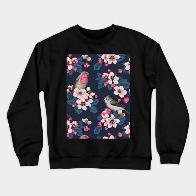 Birds and Blossoms Crewneck Sweatshirt by katerinamk